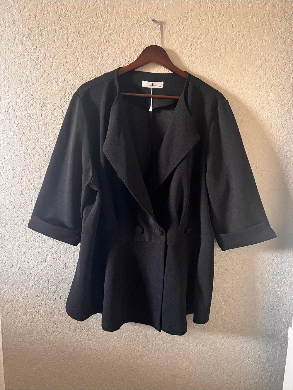 🐝Agnes Orinda Elegant Black Women's Peplum Jacket Double Breasted XL NWOT